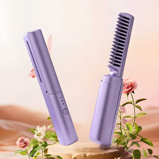 Meneflix Rechargeable Cordless Mini Hair Straightener & Hot Comb
